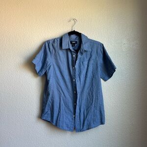 Blue Short Sleeve Button-Up Shirt